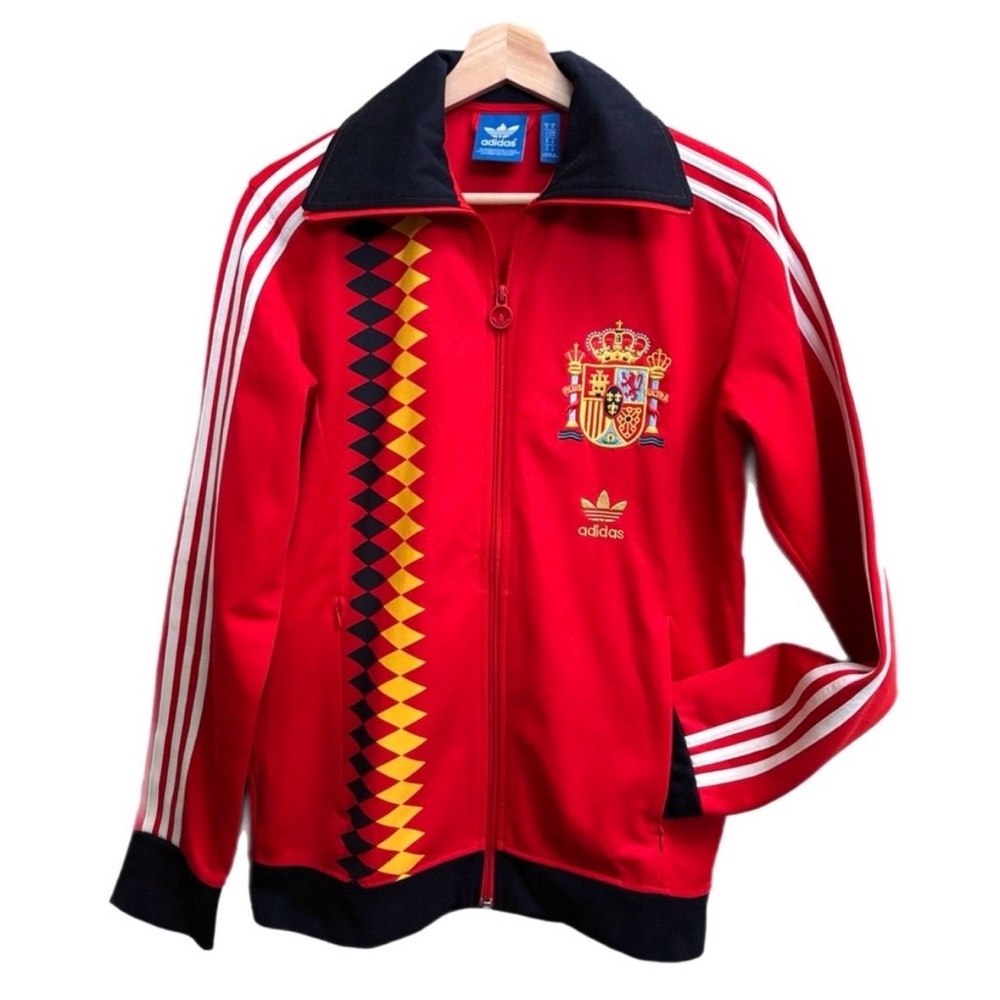 adidas Men’s Firebird Spain Team World Cup Jacket Red Embroidered Crest